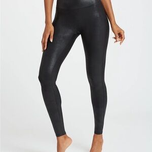 SPANX Black High-Waisted Faux Leather Leggings